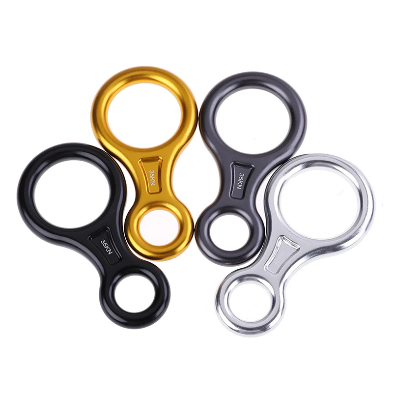 Rock Climbing Descender 35KN Figure 8 Word Rope Descender Rappel Ring Downhill Eight Ring Rappelling Gear Belay Device Equipment