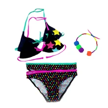 Летний ванный комплект для девочек Разделение две части купальники, дети милые звезда шаблон Разделение бикини для девочек купальный