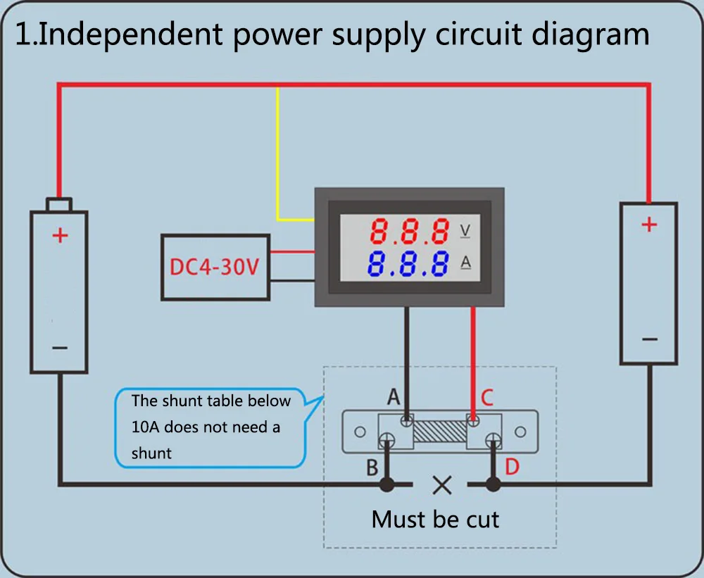 DC 0-100V 0-100A красный синий с двумя светодиодными цифровыми Вольтметр Амперметр Напряжение+ шунт двойной дисплей цифровой заголовок