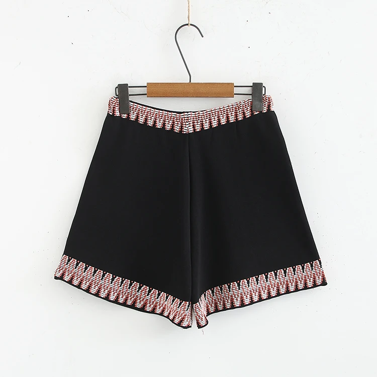 Trytree женский летний топ, вязаный комплект из двух предметов, повседневные топы+ шорты, топ с вышивкой, геометрический женский костюм, женский комплект из 2 предметов