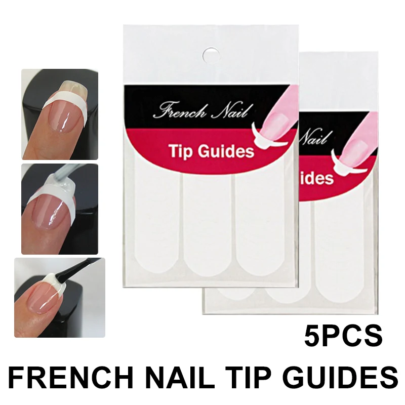 

5pcs/set DIY French Nail Art Smile Striping Line Tape Sticker Tips Guide Stencil Manicure Accessories Tools Decoration