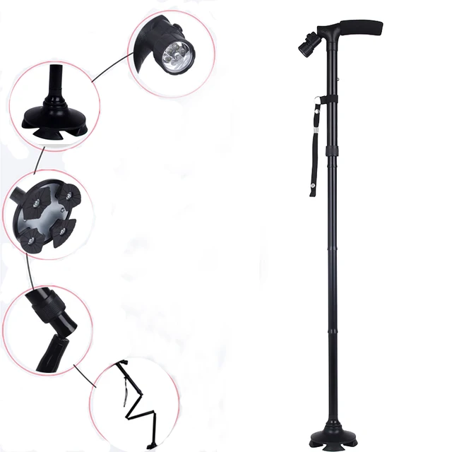 2016 New Folding Cane With Built in Light Walking Cane Aluminum Alloy 4