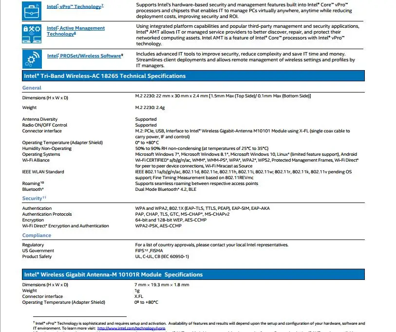 intel 18265NGW 7