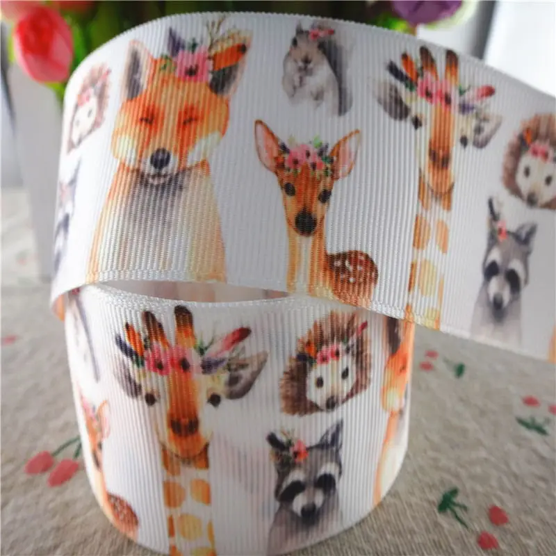 Animals printed grosgrain ribbons DIY hair bows handmade materials 5 yards 1" 25mm 1-1/2" 38mm M18091904 ribbon decoration ribbon supplies grosgrain ribbon