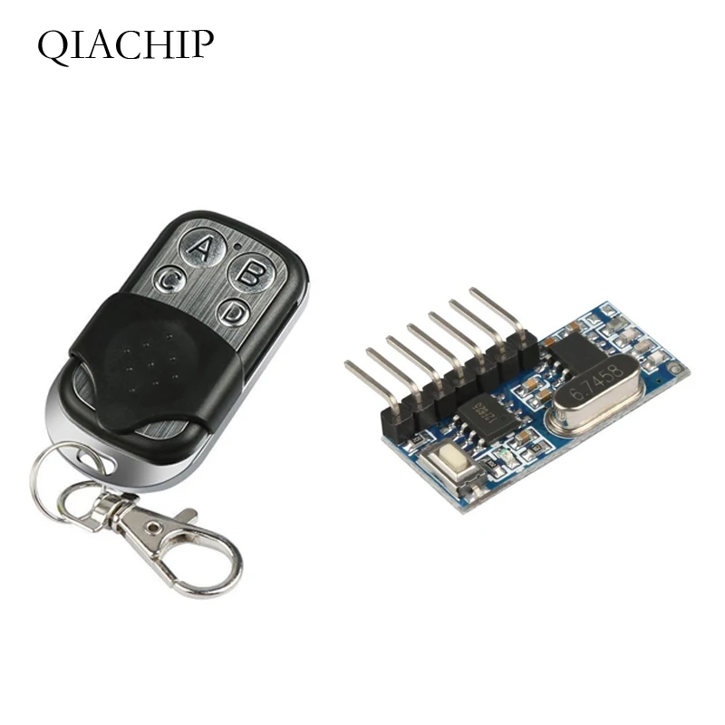 

QIACHIP 433mhz RF Relay Receiver Switches Module Wireless 4 CH Output Learning Button and 433 Mhz RF Remote Controls Transmitter