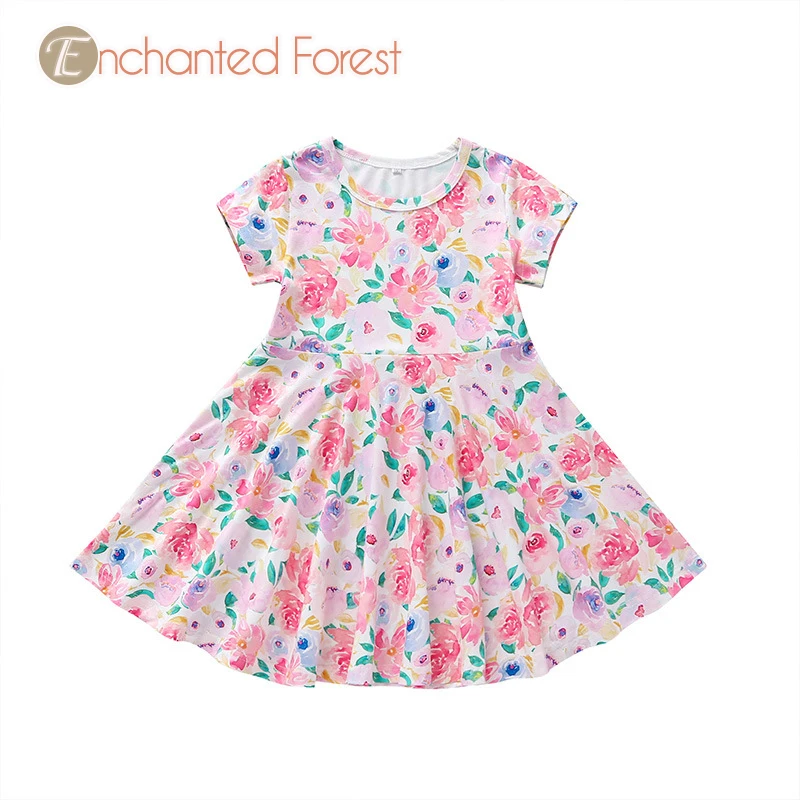 

Baby girl dress summer children's clothes art style fashion casual girl short-sleeved dress flowers girl princess dress 9M-6Y
