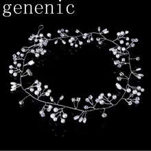 Модное удлиненное свадебное украшение для волос повязка на голову жемчуг свадебные аксессуары для волос головной убор женский обруч ручной работы