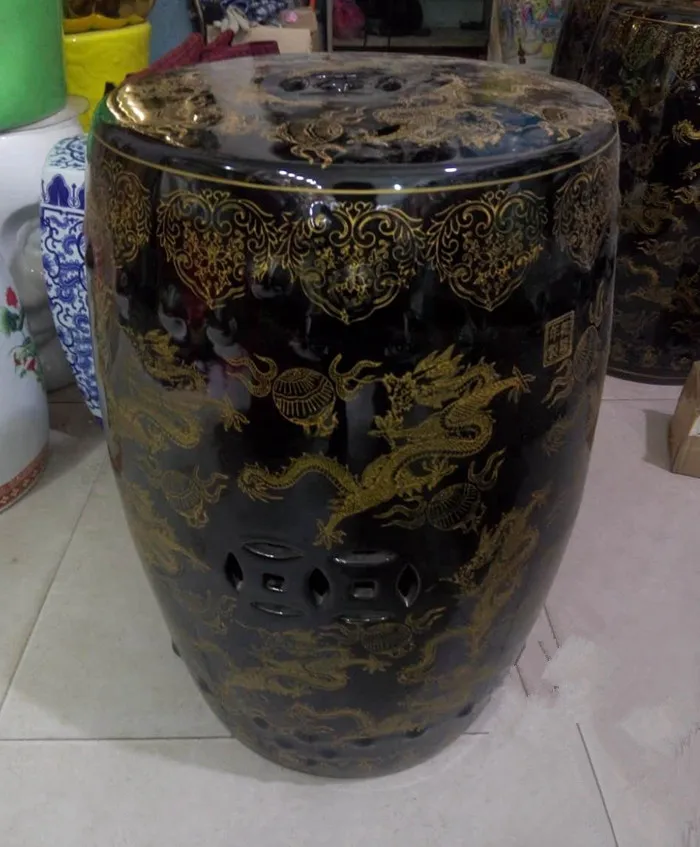 Black Dragon Jingdezhen Porcelain Garden Stool Ceramic For