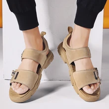 BVNOBET/кожаные мужские сандалии; Новинка; дизайнерская повседневная обувь на плоской подошве для взрослых; Мужская Уличная обувь; пляжные сандалии; Sandalias Para Hombre