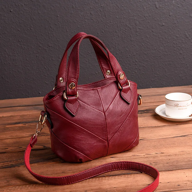 Fashion Patchwork Messenger Bags For Women Tote Bag Women's Genuine Leather Handbags Shoulder CrossBody Bags Ladies