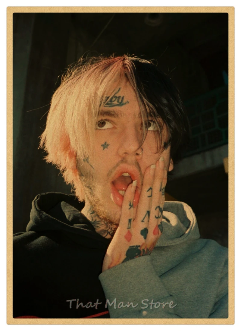 Хип-хоп рэпер Lil Peep плакат наклейки на стену винтажные постеры печать высокого качества для гостиной домашний декор 42*30 см - Цвет: Зеленый