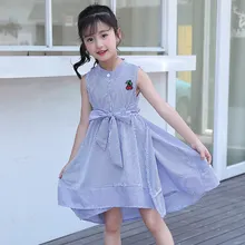 2019 Fashion Summer Sleeveless Girl Cotton Casual Cookies Dress Korean Style Striped Princess Dresses for Girl Children Clothing 2019 Fashion Summer Sleeveless Girl Cotton Casual Cookies Dress Korean Style Striped Princess Dresses for Girl Children Clothing