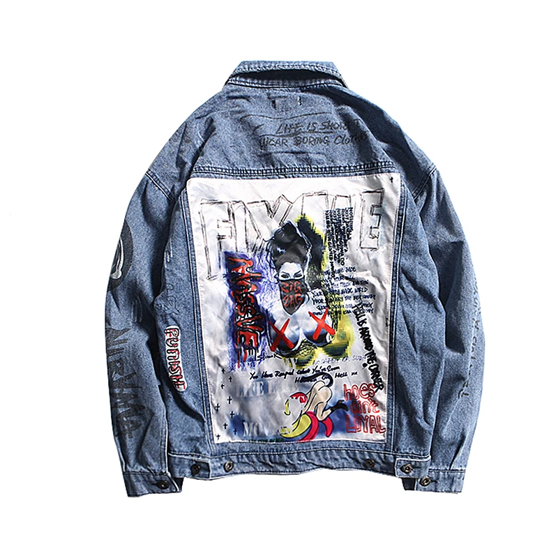 HFNF moda casual chaqueta de bombardero de los hombres hip hop hombres denim calle retro chaqueta