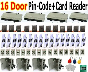 

16 Door Web Browser Access Controller Panel+16 Pin-code/card reader+password entry/password exit+16 strike lock+power supply kit