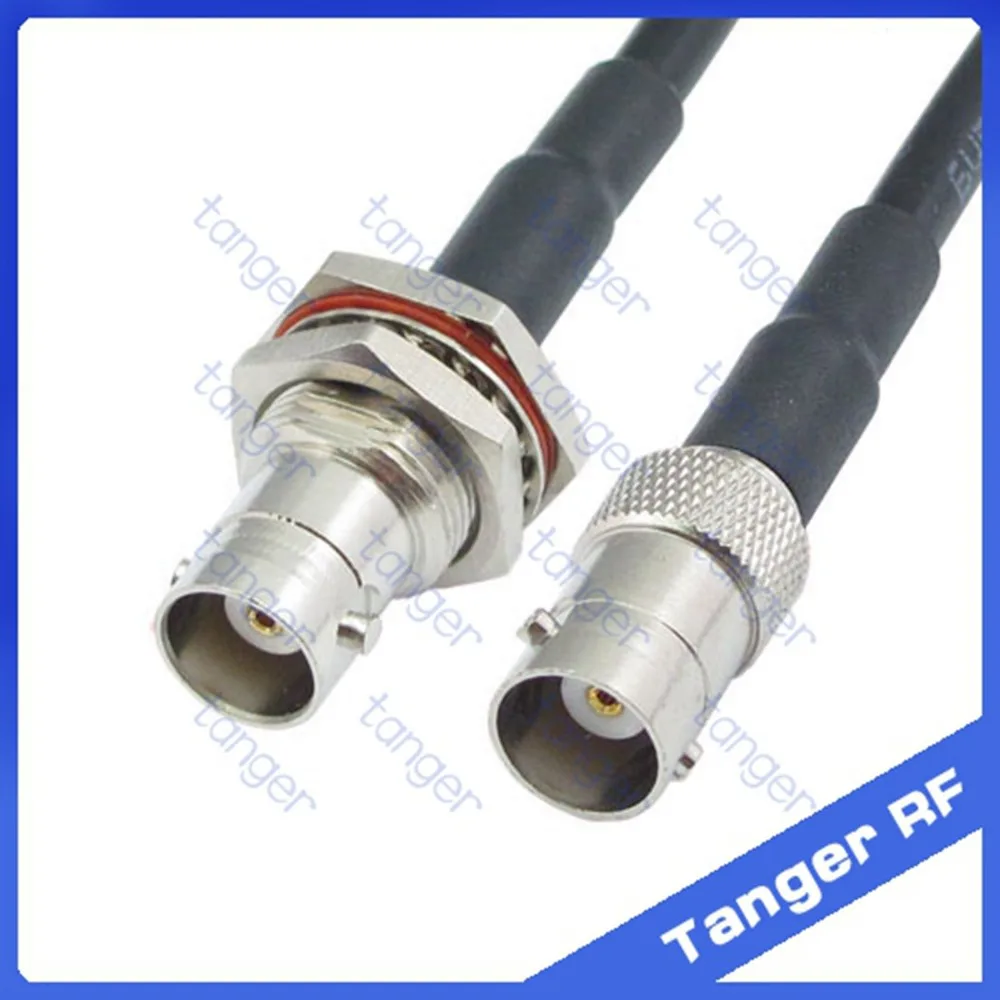 

Hot BNC female jack to BNC female jack front with nut straight RF RG58 Pigtail Jumper Coaxial Cable 20inch 50cm High Quality
