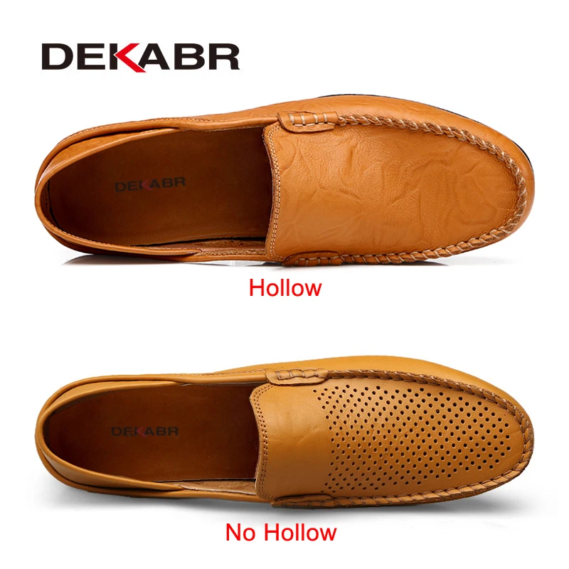 DEKABR Comfortable Handmade Leather Shoes Casual Men's Flats Design Man Driving Shoes Soft Bottom Leather Men Shoes Size 38-46