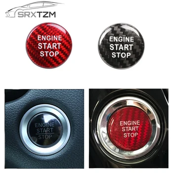 

SRXTZM Cool Fashion Car Styling Real Carbon Fiber 3D Engine Start Stop Button Ignition Device Cover Trim For Honda Accord Civic