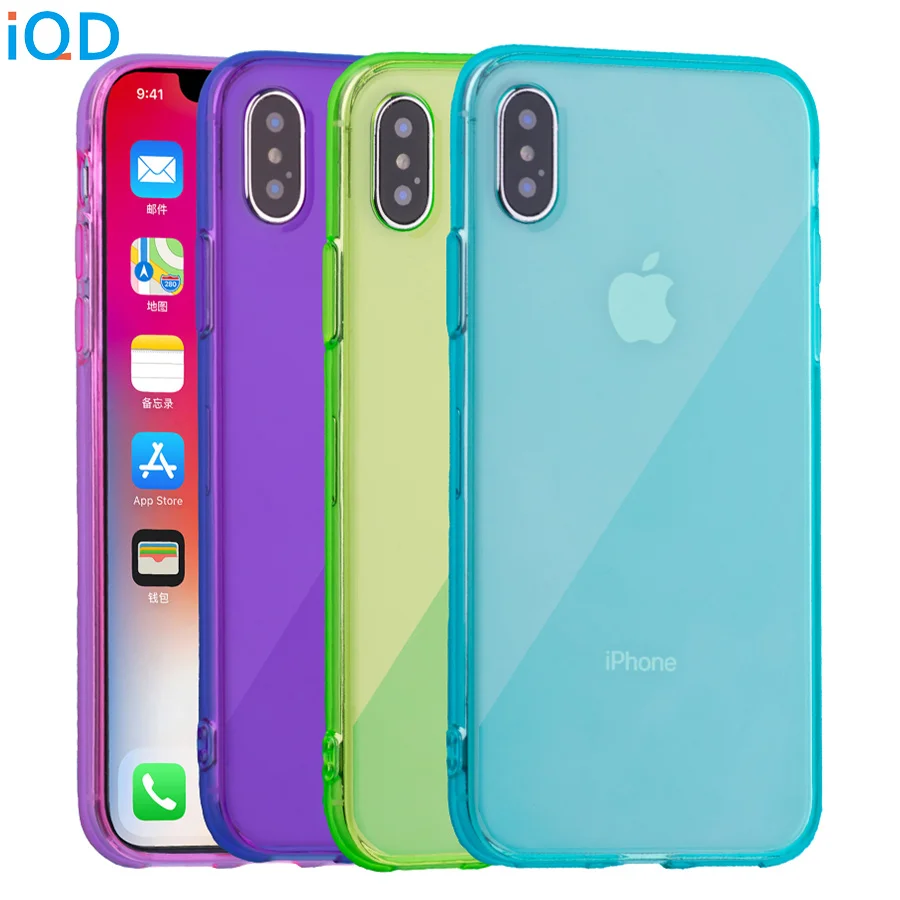 

IQD Color TPU Case For iPhone X 8 7 6 6S Plus Cover Bumper Soft Transparent Case For Apple iPhone X 6 6s 7 8 Plus Anti-scratch