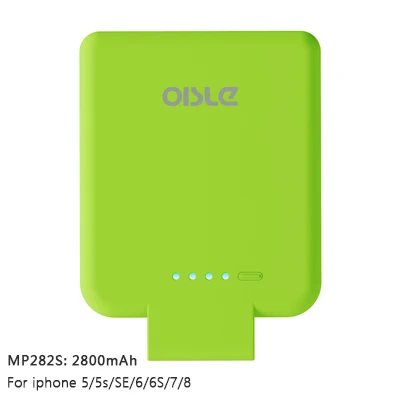 OISLE 2800 мАч Батарея Зарядное устройство чехол для iPhone 8/7/6(s) 5 5S SE ультра тонкий Мощность Банк Резервная мини Портативный зарядный чехол - Цвет: MP282S-green