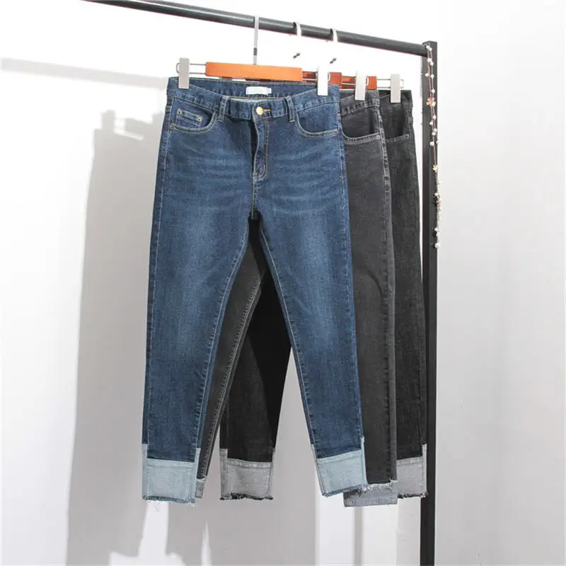 5XL джинсы с высокой талией, женские Стрейчевые обтягивающие Джинсы бойфренда, женские повседневные уличные джинсы размера плюс, джинсы для мам, узкие брюки Q1323