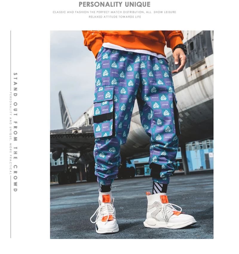 Purple Skateboard Color Pants Men Cotton Camo Hip Hop Fashion Cargo Pants  (35)