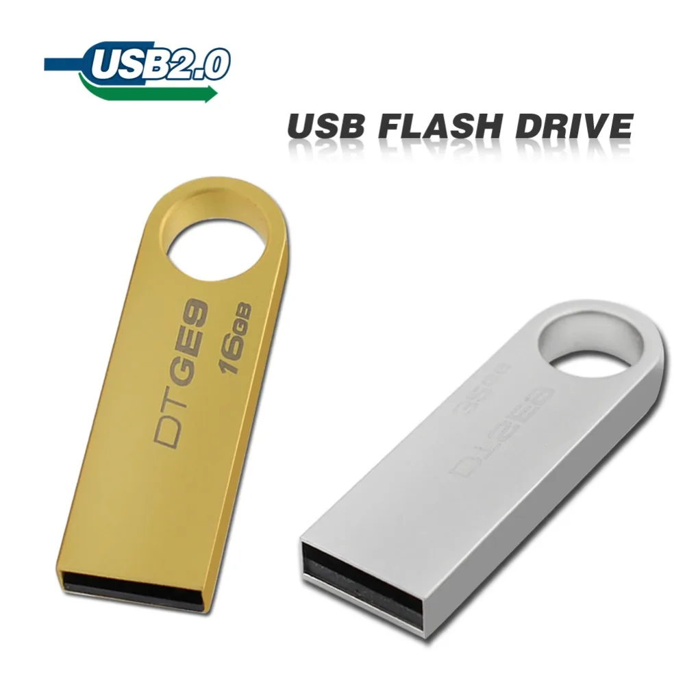 usb flash drive DTSE9 top quality Waterproof Metal Silver pendrive with key ring pen drive 64GB