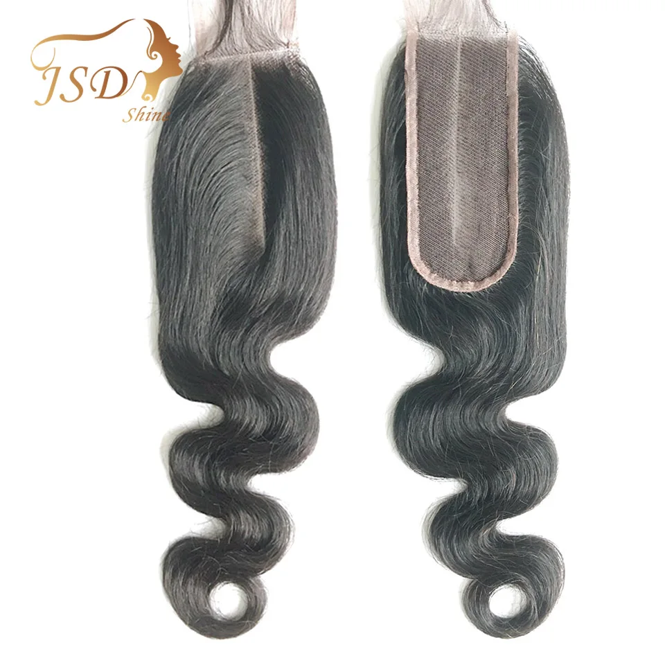 JSDShine бразильское тело волна Волосы Закрытие 2*6 кружева средняя часть 130% плотность человеческих волос remy с ребенком волос 8-20 дюймов