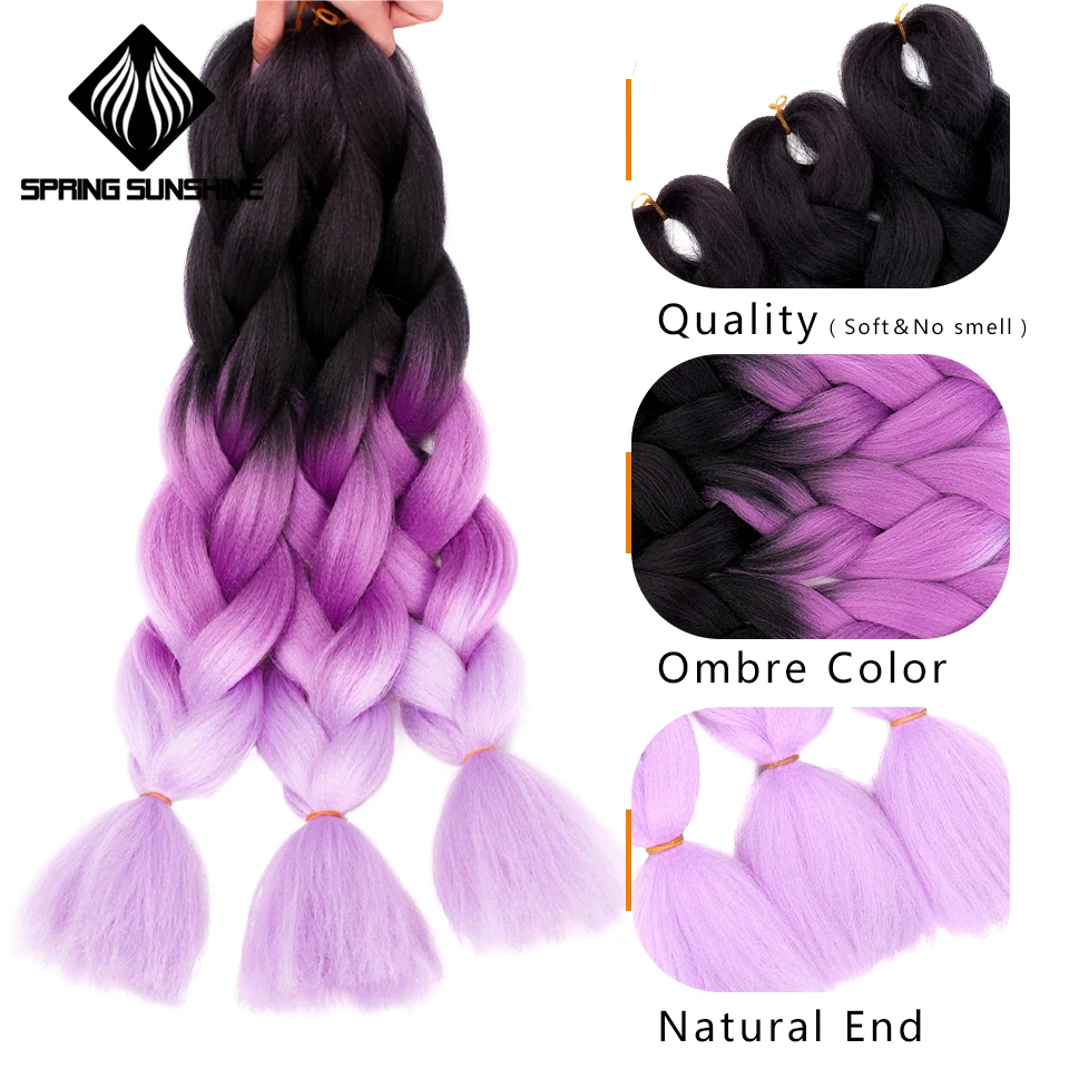 Spring sunshine Jumbo Braid Hair Kanekalon Hair Ombre Crochet Braiding Synthetic Hair Extension For Braids Blue Pink 24 inch -