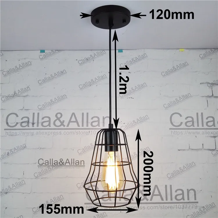 Современные Черный Клетка Открытый Подвесные Светильники гладить минималистский ретро свет скандинавский Лофт светильник "Пирамида" металлической клетке подвеска