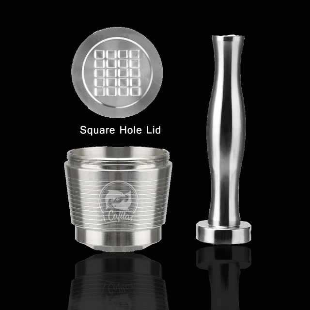 Best Price ICafilas Stianless Metal Capsulone Reusable Nespresso Capsule Coffee Filter Press Coffee Grinds Tamper for Nespresso Capsules 