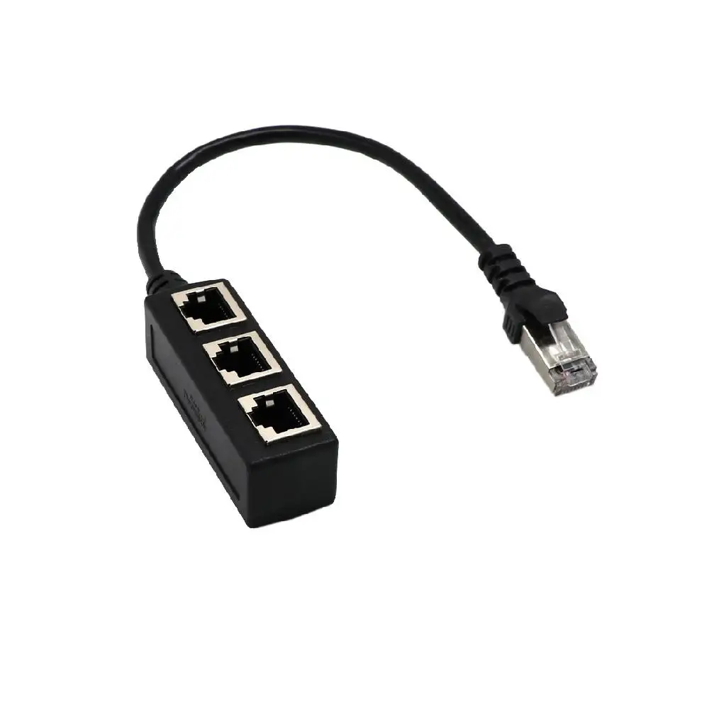Network RJ45 1 Male To 3 Female Connector Splitter Adapter Cable 5