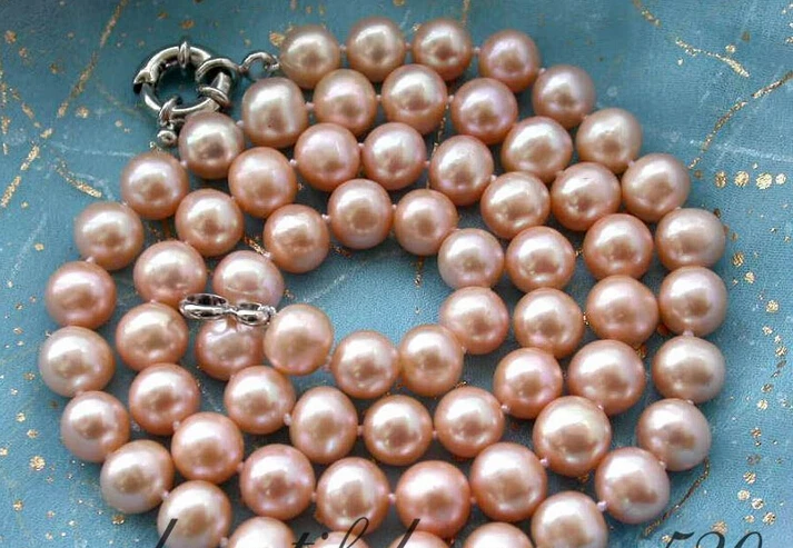 

FREE shipping >>beautiful 24" 10mm pink round freshwater pearl necklace 6.07