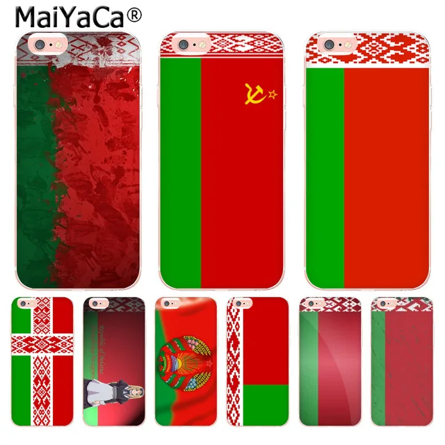 

MaiYaCa Belarus Flags DIY for iPhone 4S SE 5C 5S 5 6 6S 7 8 Plus X XR XS MAX Phone Cases transparent Soft TPU Cover Cases