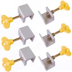 6 Pieces Adjustable Sliding Window Locks Stops Aluminum Alloy Door Frame Security Lock with Keys 6 Pieces Adjustable Sliding Window Locks Stops Aluminum Alloy Door Frame Security Lock with Keys