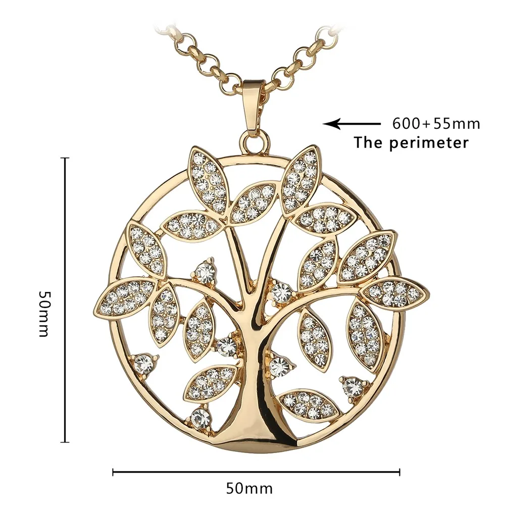 Древо жизни, кулон, ожерелье, женское ювелирное изделие, кристалл, шарм, воротник, серебро, золото, цвет, длинное ожерелье, s& Кулоны, XL07800