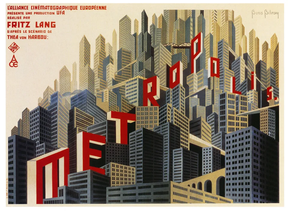 Vintage Advertising Metropolis Poster Boris Bilinsky 1926 Classic Vintage Advertising Metropolis Poster Boris Bilinsky 1926 Classic