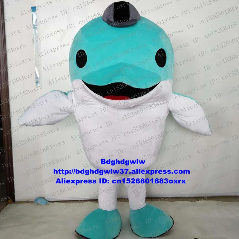 

Blue White Dolphin Porpoise Sea Hog Delphinids Whale Cetacean Mascot Costume Character Marketing Planning Floor Show zx2038
