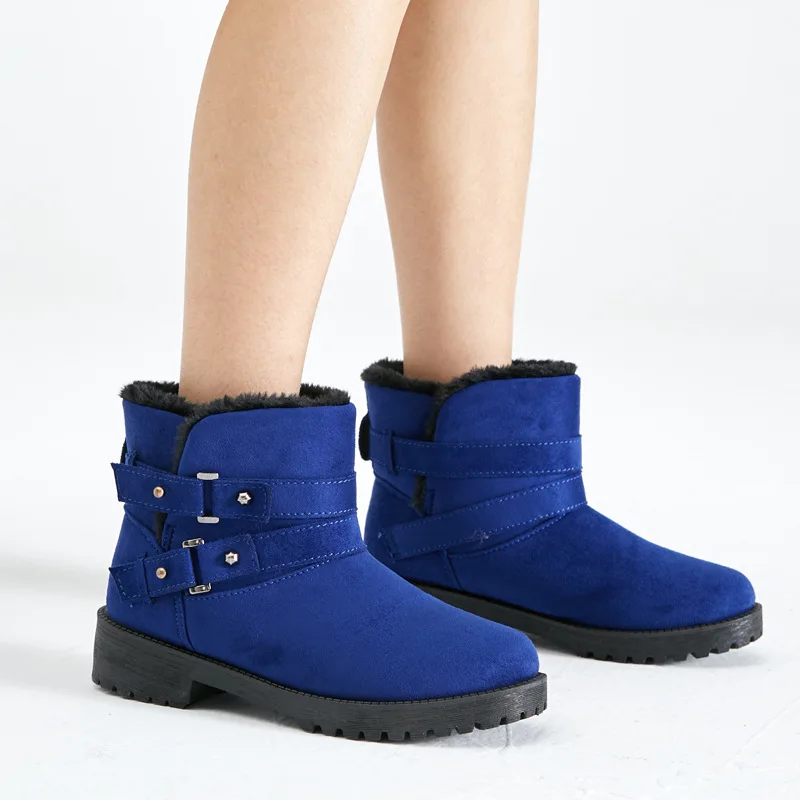 Stiefeletten Neue Frauen Booties Stil Schnee 35 43 Schwarzes Britischen Schuhe grau Runde Größe Boot orange Casual blau Warme Kappe Winter Stiefel drtIwqxr
