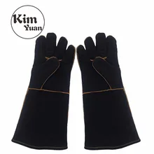 KIM YUAN 022L черные сварочные перчатки термостойкие идеально подходят для сварщика/приготовления пищи/выпечки/камина/обработки животных/барбекю 16 дюймов