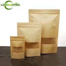 Doypack-Bolsa con cierre de cremallera de papel Kraft transparente para ventana Cápsula de café molido autosellante, calcetines de Cosplay sexuales, guantes, regalos, paquete de bolsas, 50 Uds.