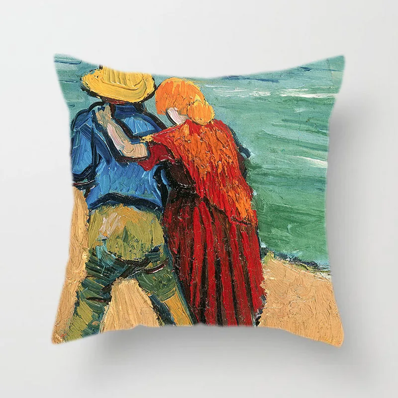 Ретро льняная/персиковая кожаная наволочка для подушки самостоятельно разработанная Ван Гог Картина маслом голова серия подушка для гостиной чехол - Цвет: Van Gogh4