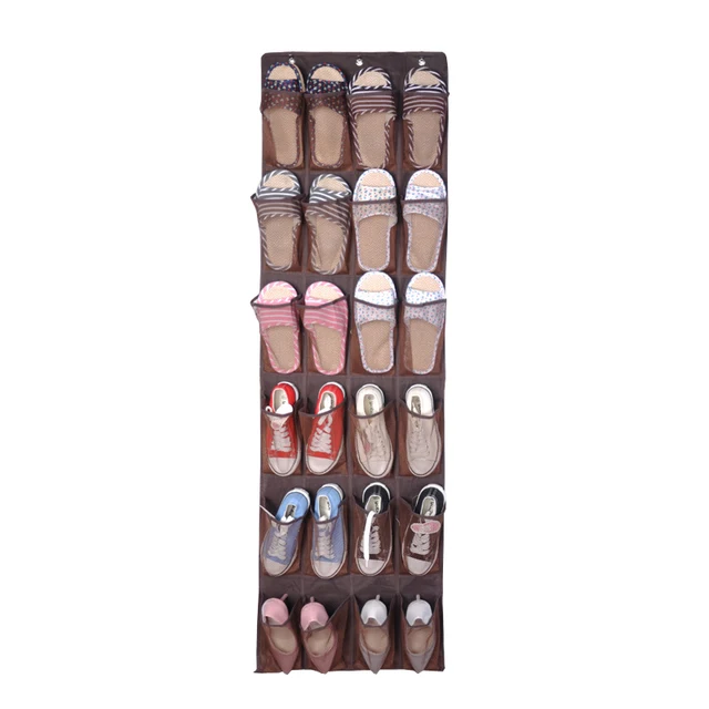 24 Pockets Back Door Hanging Shoe Bags Clear PVC Shoe Organizer Storage