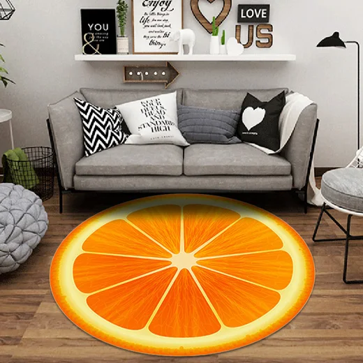 Круглый ковер, фруктовый коврик, коврик для двери, ковер для гостиной, ковер для спальни, противоскользящий напольный коврик, коврик, домашний текстиль - Цвет: Orange 3