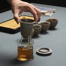 Стеклянный черный чайный набор один горшок четыре чашки чайный набор кунг-фу Фильтр стеклянный чайный набор