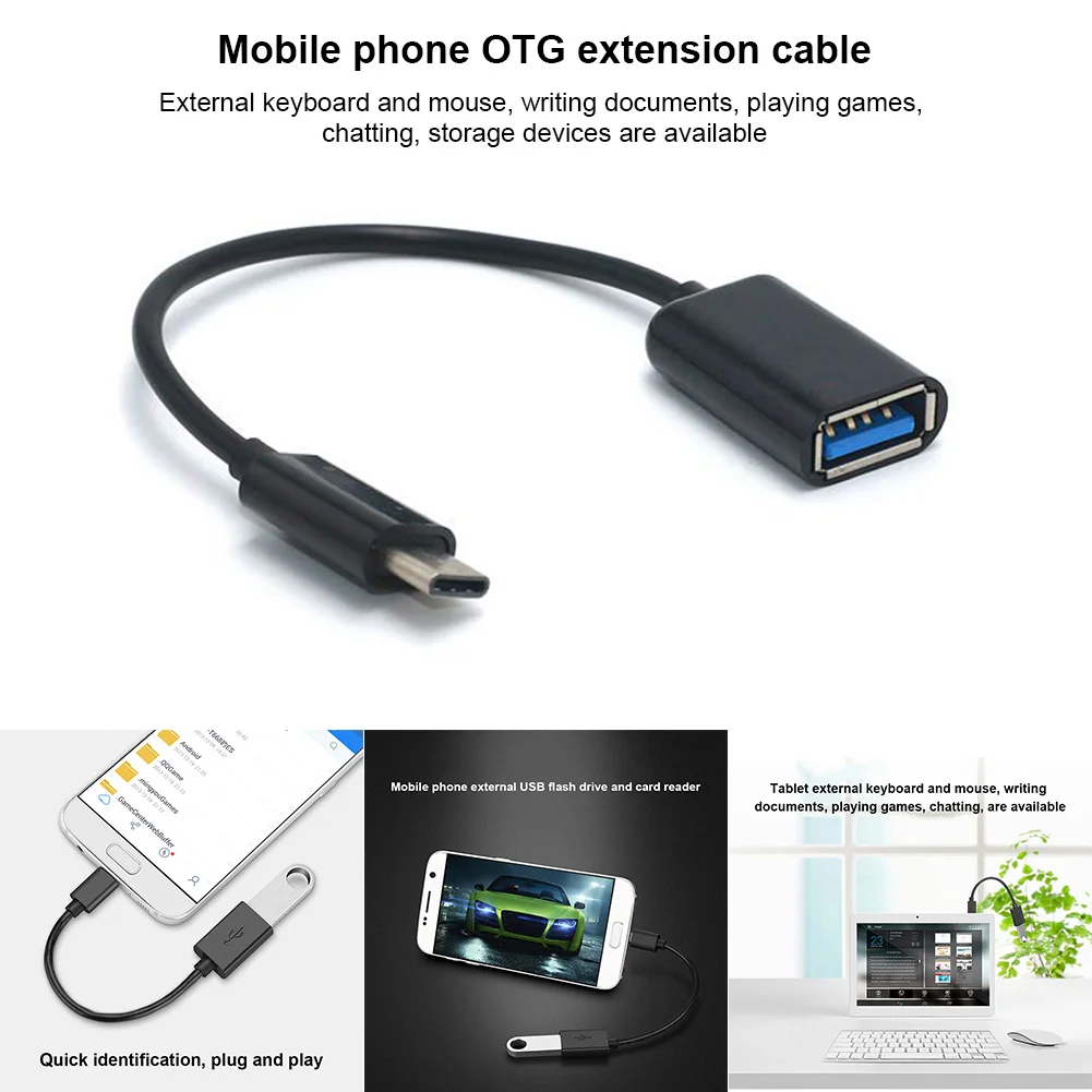 

Type-C OTG Adapter Cable USB 3.1 Type C Male To USB 3.0 A Female OTG Data Cord Adapter 16CM XJ66