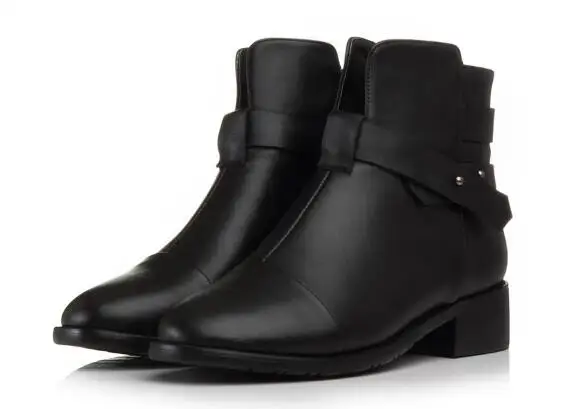 

Casual fashion boots Women black solid round toe low chunky heel ankle boots Ladies'autumn and winter new short boots Dress shoe