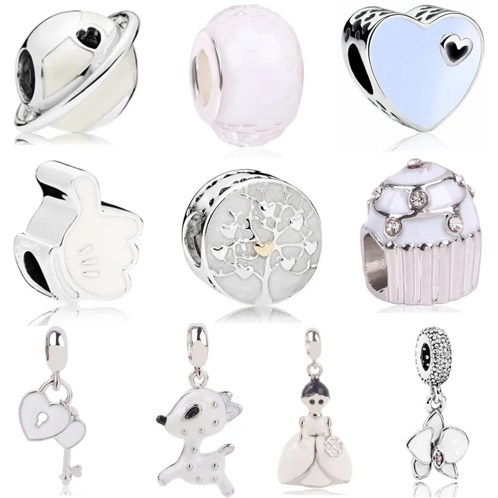 

AIFEILI The New Charm Beads Personality Jewelry European Bracelet Gift Pendant Series Suitable for Pandora White Angel Elegant