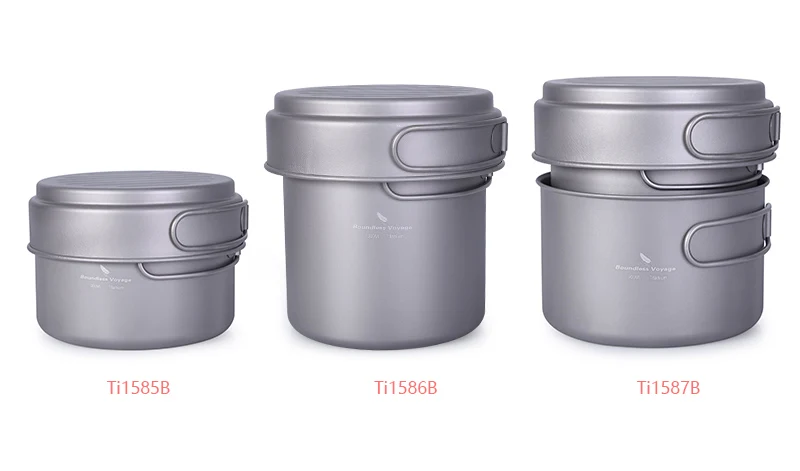 Dobrável de Acampamento ao ar Panela de Sopa Viagem sem Limites Set com Cabo Titanium Pot Pan Livre Kit Bagunça Piquenique Panelas Frigideira Tigela 22 de sopa tigela frigideira kit bagunça panelas piquenique