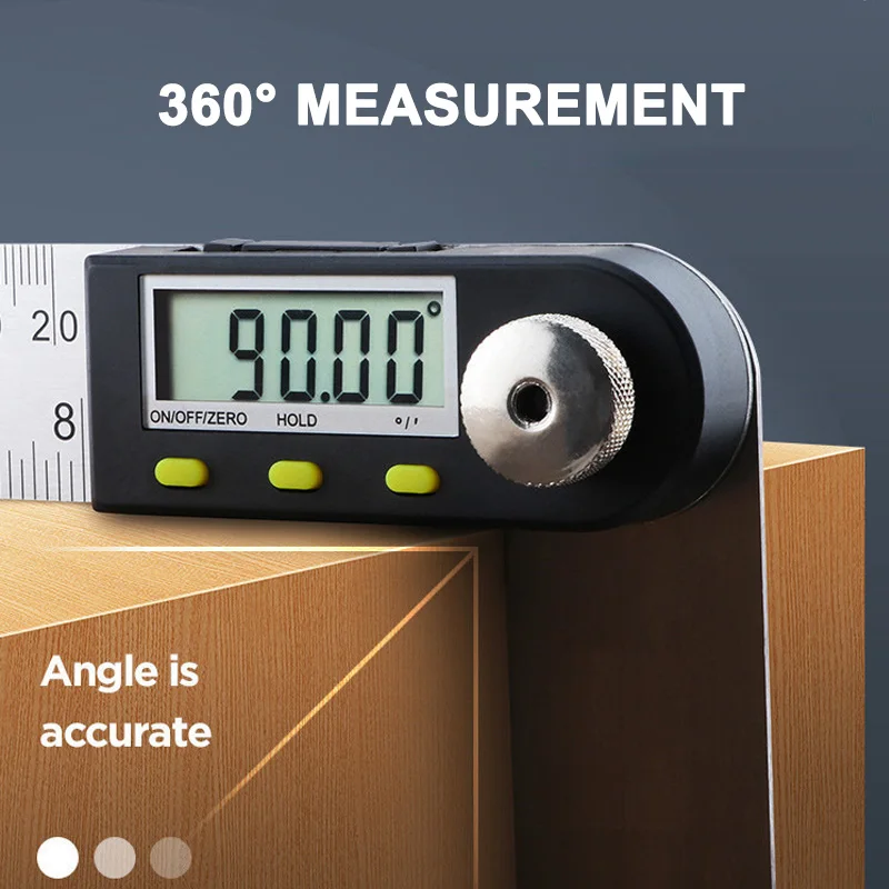  2 In 1 360 Degree Digital Angle Finder Meter Ruler Gauge Protractor for Woodworking Construction GH