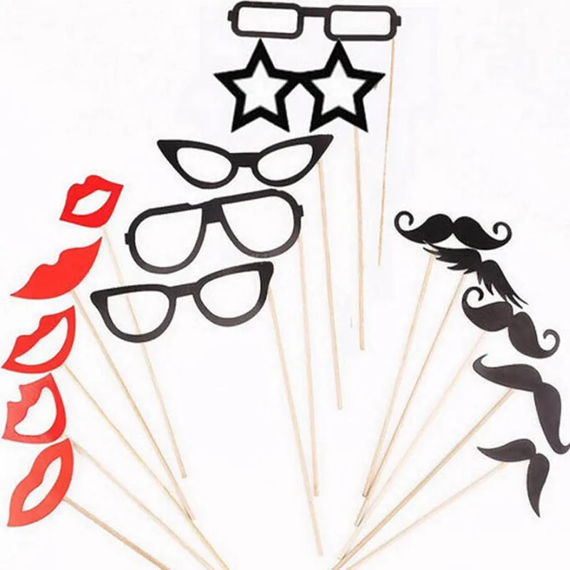 

15 Pcs DIY Mask Photo Booth Props Mustache On A Stick Birthday Wedding Party Fun